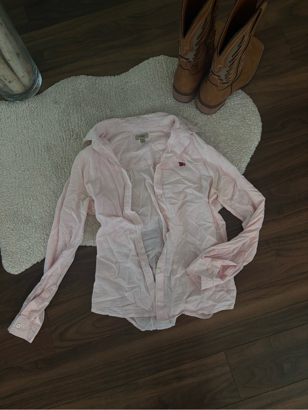 🍓BURBERRY 100% COTTON PINK BUTTON-UP SHIRT